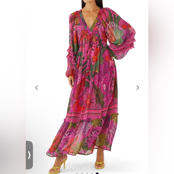 Farm Rio x Anthropologie Cool Leopard Long Sleeve Maxi Dress size XXS NWT - Picture 3 of 16